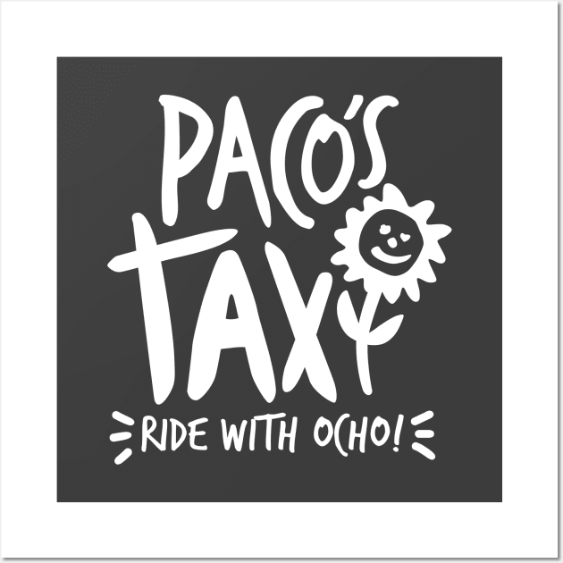 Paco's Taxi (White on Asphalt) Wall Art by jepegdesign